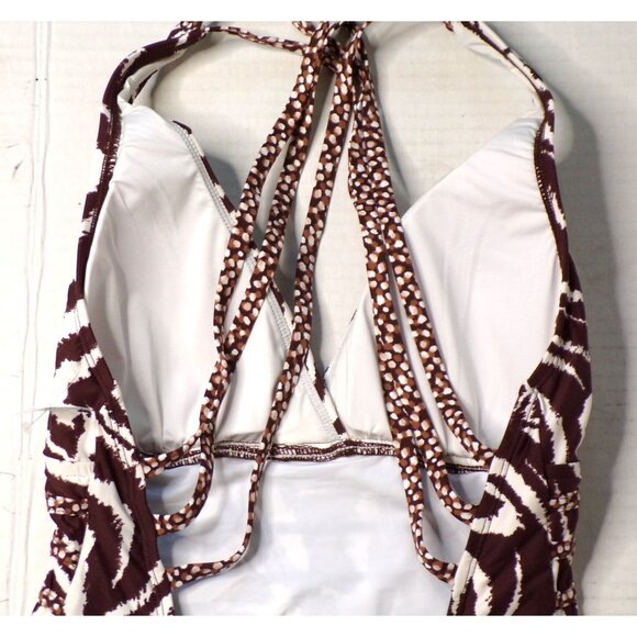 🆕LA BLANCA Cross Back One Piece Tummy Control Swimsuit Animal Print 10 - Picture 6 of 7